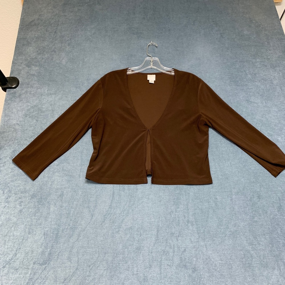Emma James Dresses Cropped Cardigan Shrug Womens 10 Brown V Neck Regular Fit